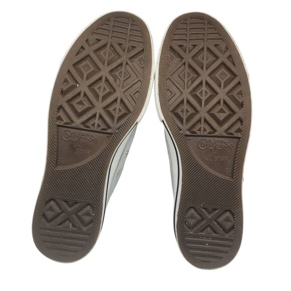 Converse Shoes Womens 8.5 Platform Gray Leather Gold Low Tops Grunge Preppy - Picture 15 of 15